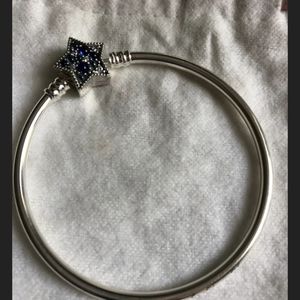 Pandora Blue Shine Like a Star Bangle size 21/18in